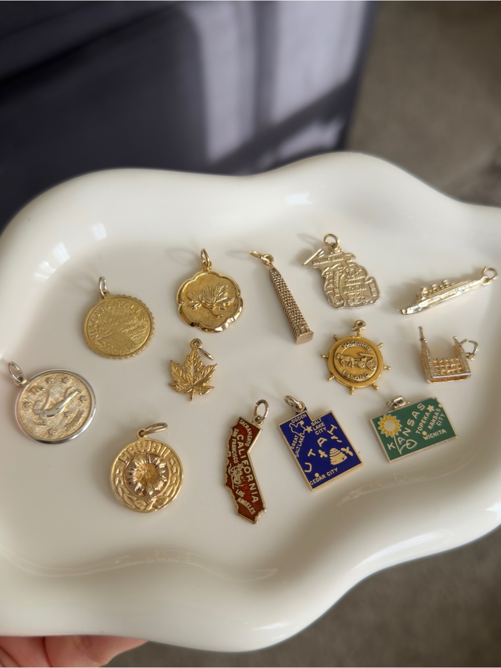 Vintage Collectibles Gold Over Sterling Silver 13 Charms Lot
